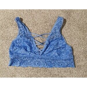 Victoria's Secret PINK Blue Lace Bralette Sexy Bra Top Size Large